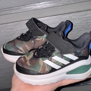 Adidas Kids Black and Green Camouflage Shoes